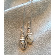 329 Boucles d'oreilles anneaux quartz tourmaline, swarovski, argent sterling